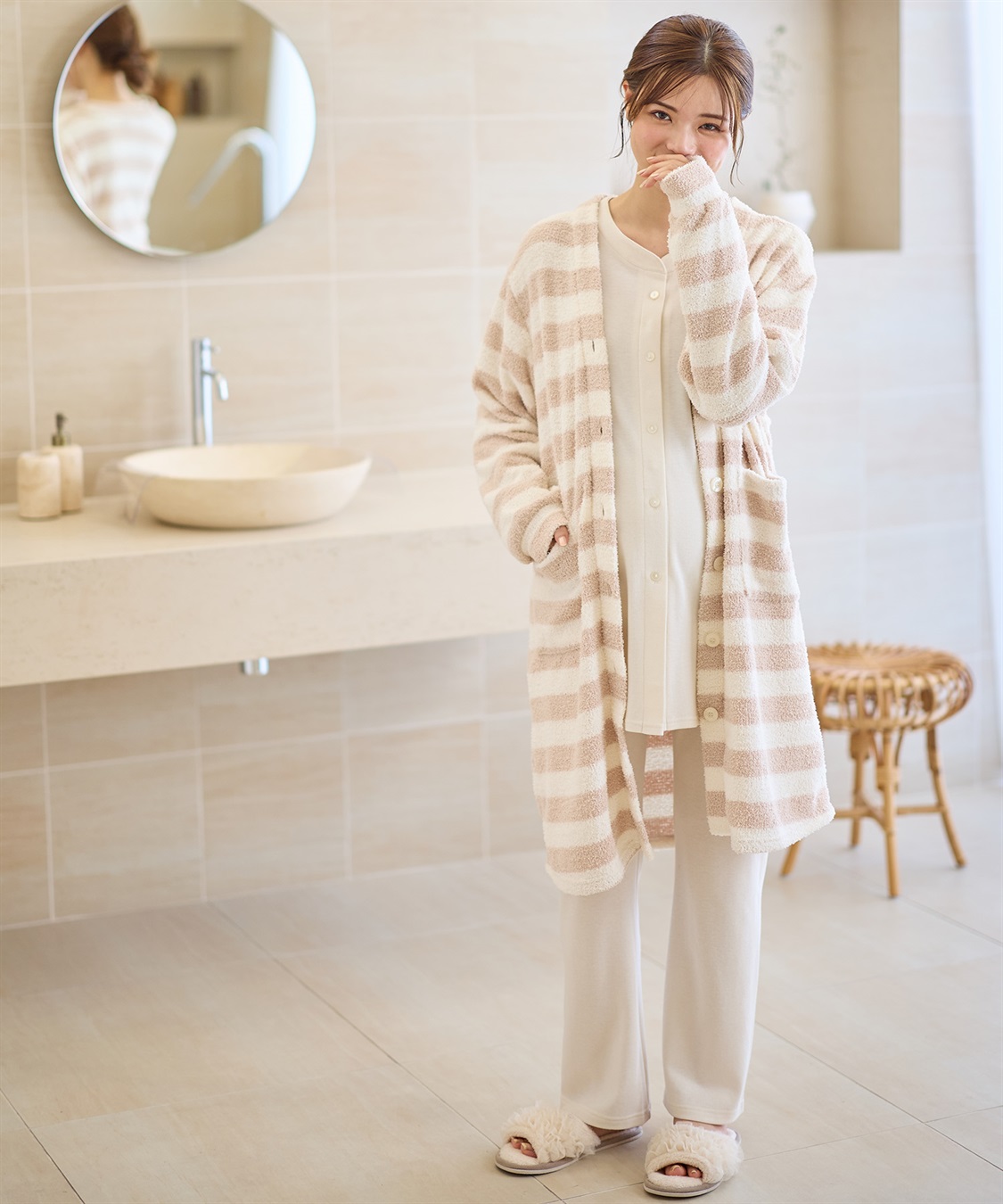 Rosemadame モコモコニットソー ボーダーカーディガン/パジャマ/ルームウェア（マタニティ/授乳服）授乳楽々 妊婦服 産前・産後対応_sub_11