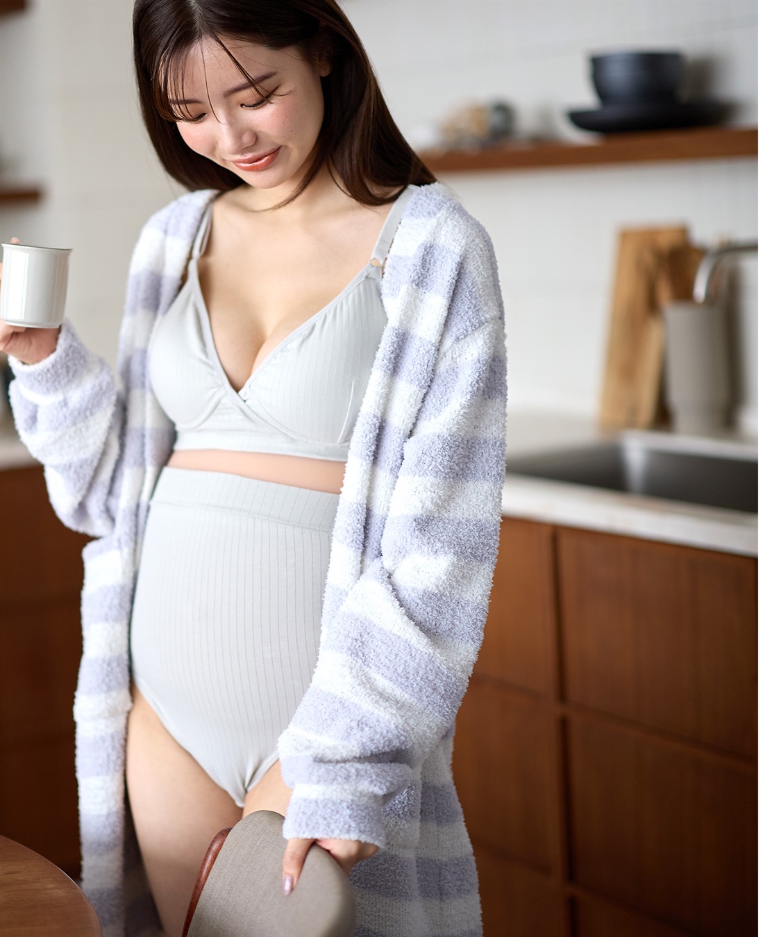 Rosemadame モコモコニットソー ボーダーカーディガン/パジャマ/ルームウェア（マタニティ/授乳服）授乳楽々 妊婦服 産前・産後対応_sub_17