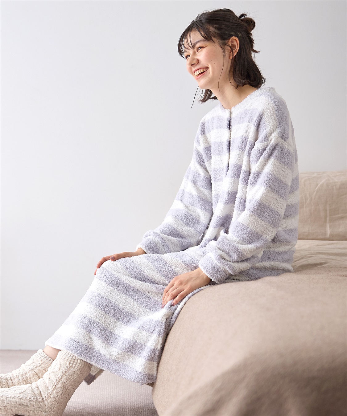 Rosemadame モコモコニットソー ボーダーワンピースパジャマ/ルームウェア（マタニティ/授乳服）授乳楽々 妊婦服 産前・産後対応_sub_14