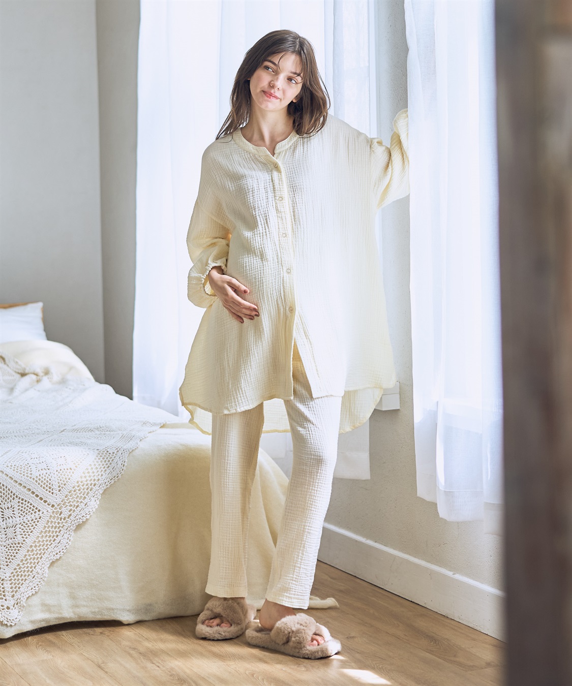 Rosemadame 【親子ペア可】ダブルガーゼ長袖パジャマ コットン100％(産前・産後対応 マタニティ＆授乳服 ルームウェア 上下セット)_sub_4