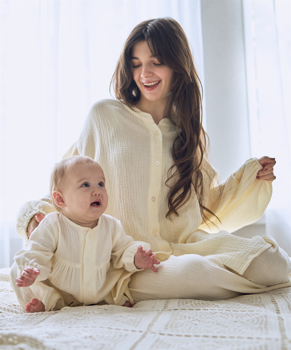 Rosemadame 【親子ペア可】ダブルガーゼ長袖パジャマ コットン100％(産前・産後対応 マタニティ＆授乳服 ルームウェア 上下セット)_sub_5