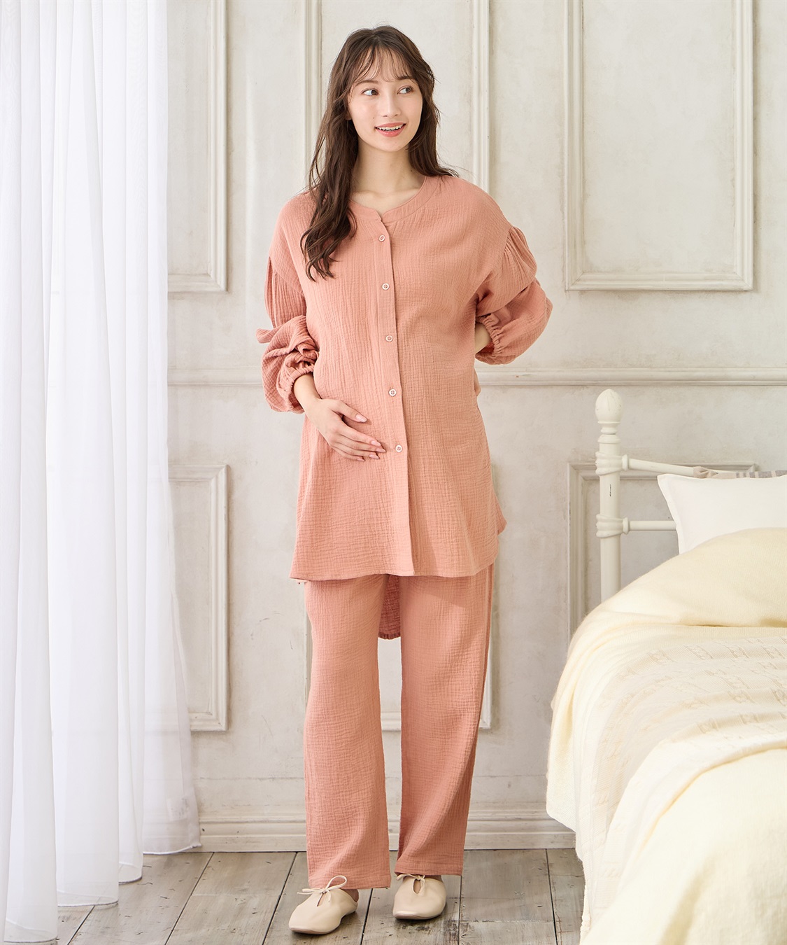 Rosemadame 【親子ペア可】ダブルガーゼ長袖パジャマ コットン100％(産前・産後対応 マタニティ＆授乳服 ルームウェア 上下セット)_sub_6