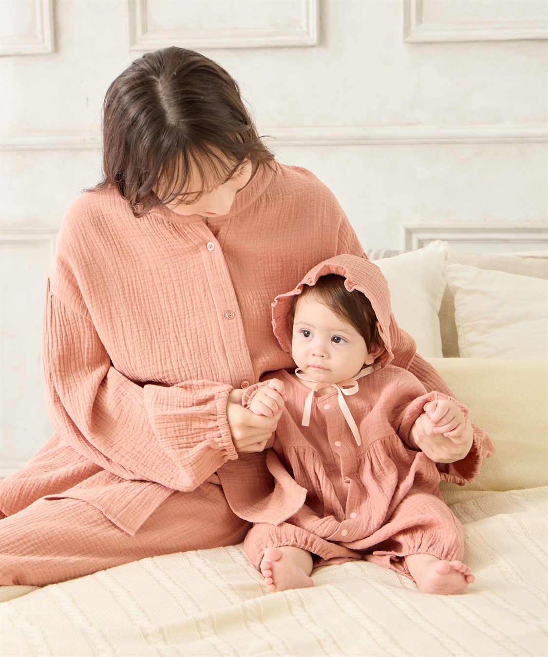 Rosemadame 【親子ペア可】ダブルガーゼ長袖パジャマ コットン100％(産前・産後対応 マタニティ＆授乳服 ルームウェア 上下セット)_sub_7