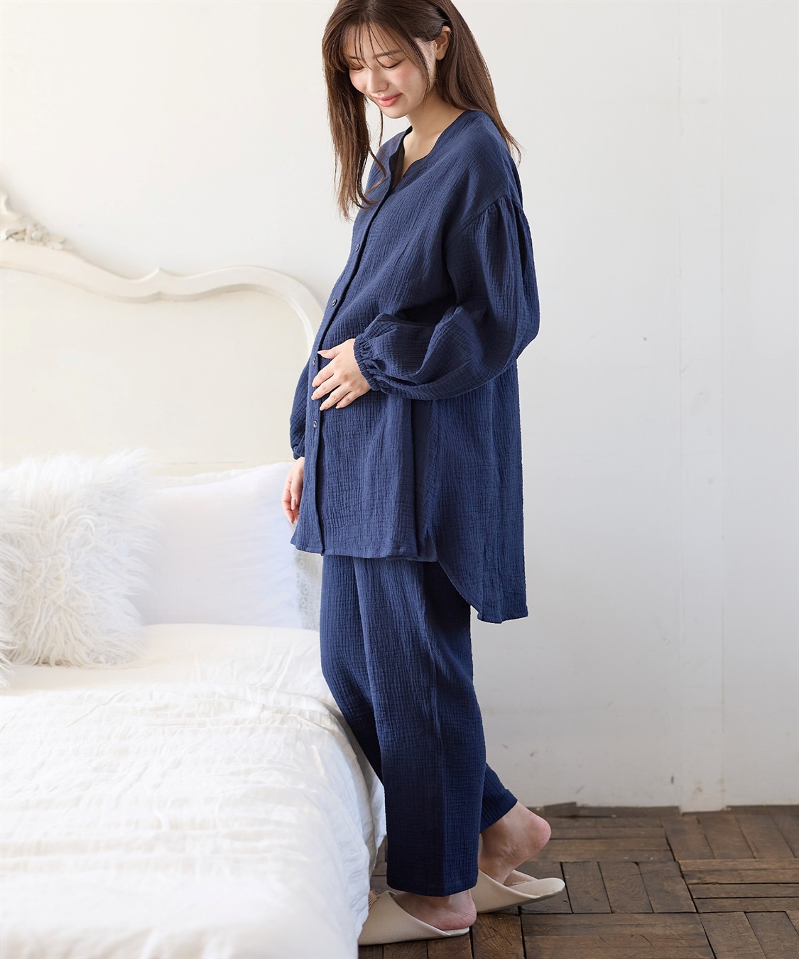 Rosemadame 【親子ペア可】ダブルガーゼ長袖パジャマ コットン100％(産前・産後対応 マタニティ＆授乳服 ルームウェア 上下セット)_sub_8