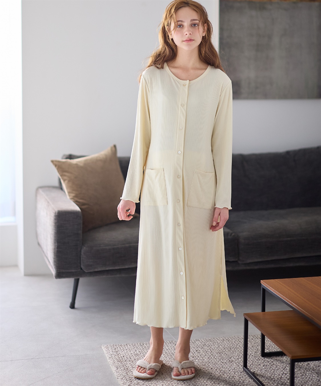 Rosemadame ランダムリブネグリジェ/長袖ワンピース(産前・産後対応 マタニティ＆授乳服 パジャマ/ルームウェア)_sub_4