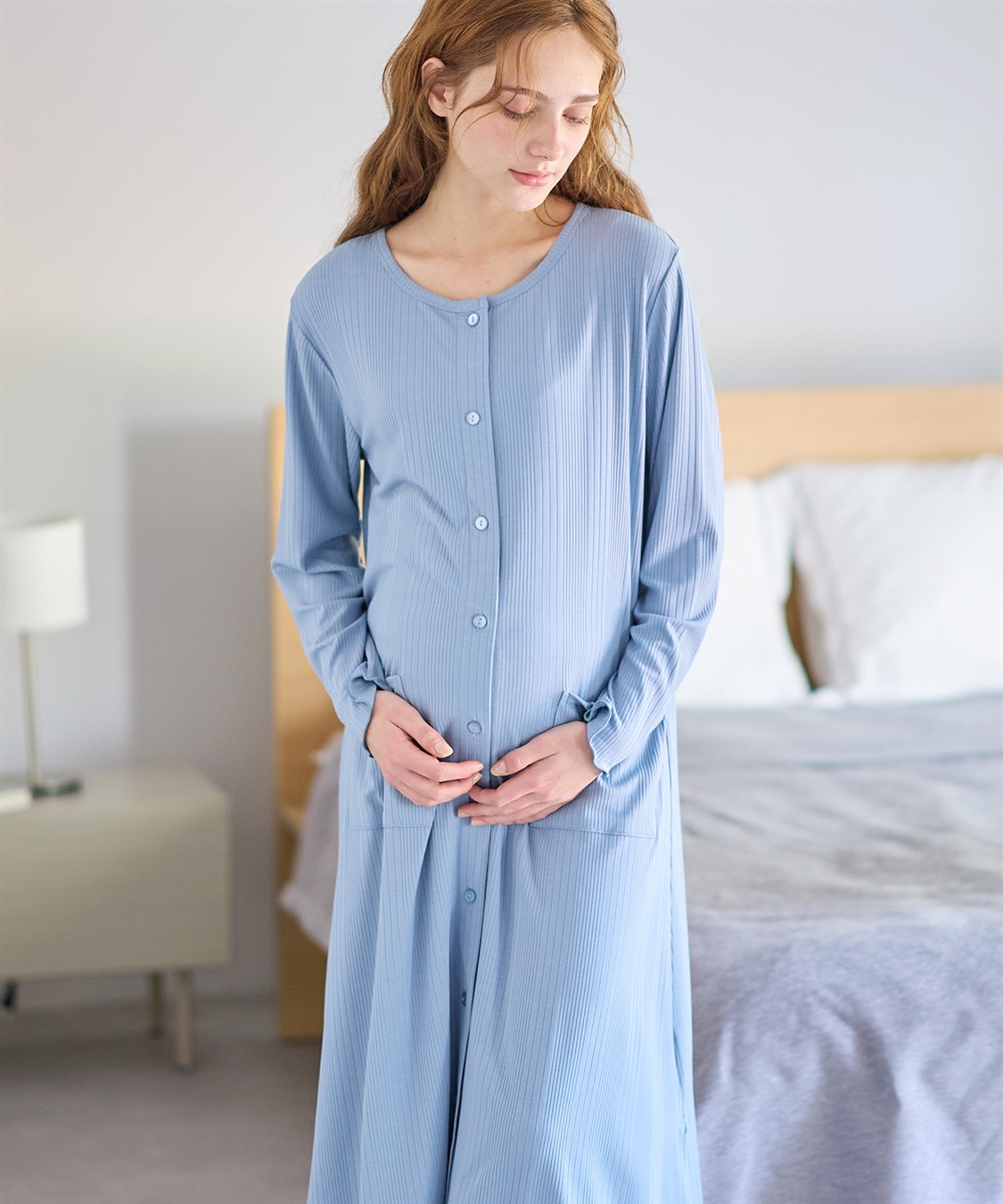 Rosemadame ランダムリブネグリジェ/長袖ワンピース(産前・産後対応 マタニティ＆授乳服 パジャマ/ルームウェア)_sub_8