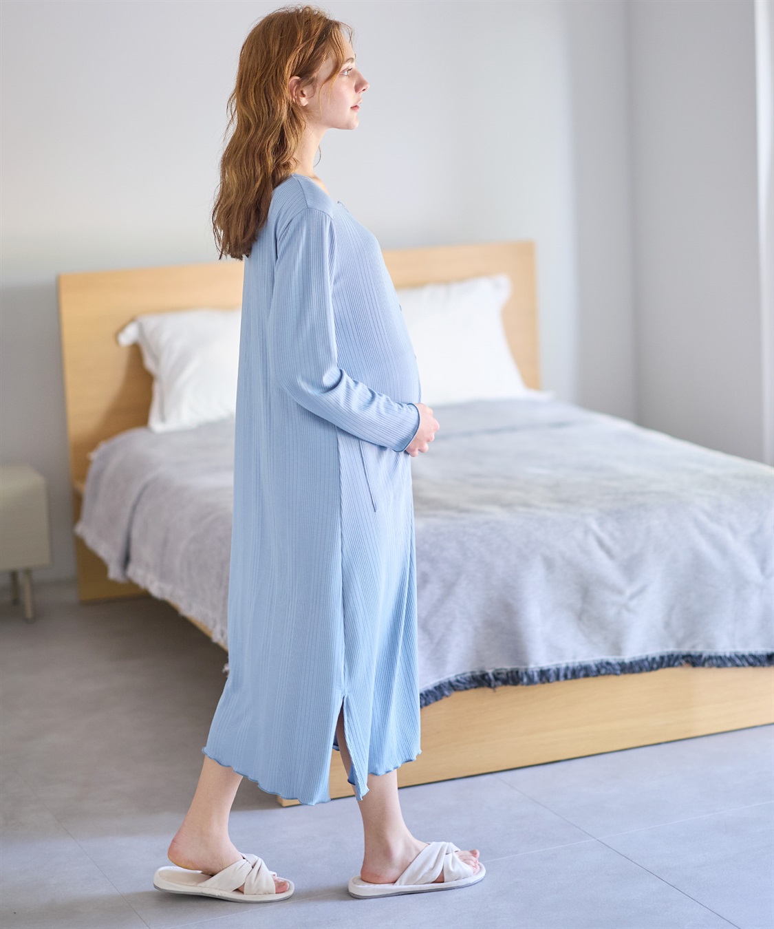 Rosemadame ランダムリブネグリジェ/長袖ワンピース(産前・産後対応 マタニティ＆授乳服 パジャマ/ルームウェア)_sub_10