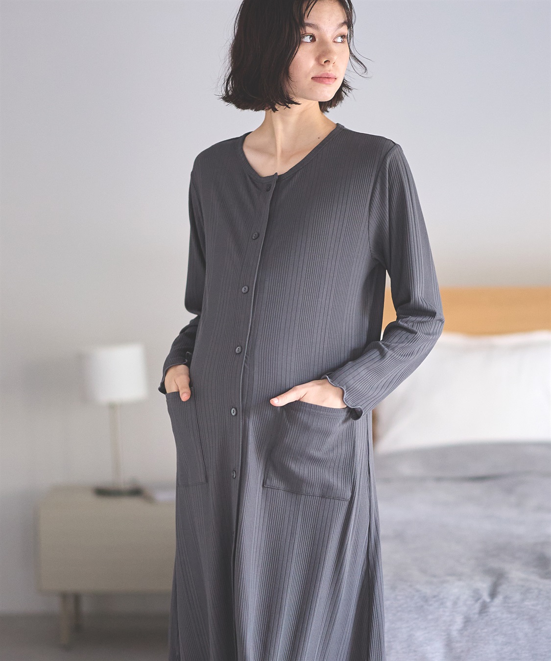 Rosemadame ランダムリブネグリジェ/長袖ワンピース(産前・産後対応 マタニティ＆授乳服 パジャマ/ルームウェア)_sub_12