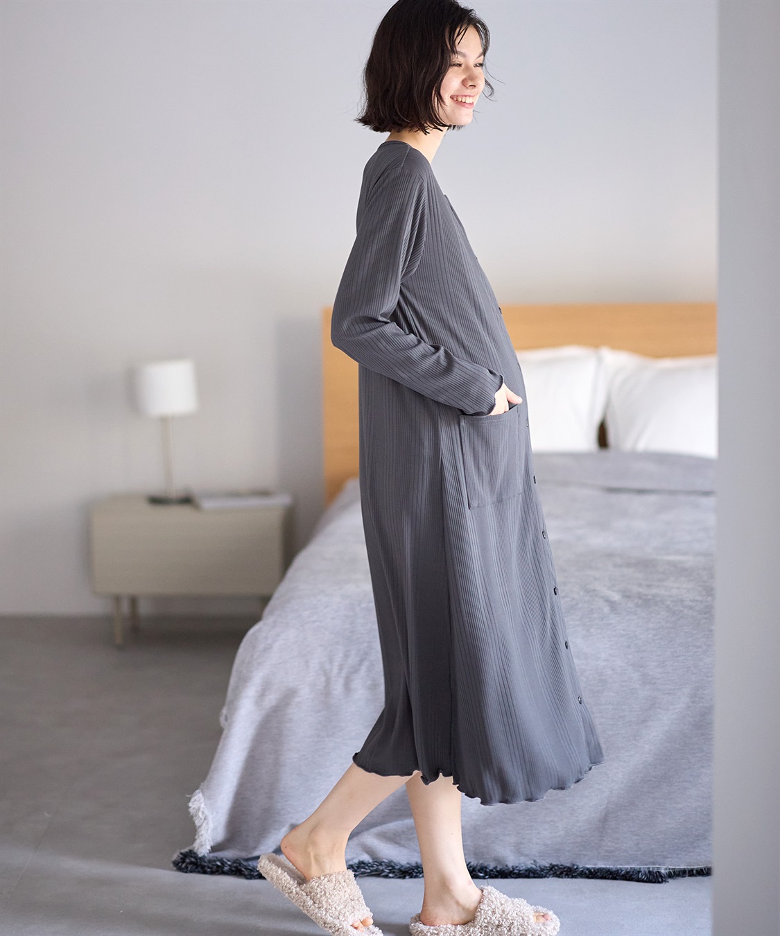 Rosemadame ランダムリブネグリジェ/長袖ワンピース(産前・産後対応 マタニティ＆授乳服 パジャマ/ルームウェア)_sub_13