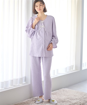 Rosemadame ふくれシャーリングリボンパジャマ(産前・産後対応 マタニティ＆授乳服 ルームウェア 上下セット)_subthumb_1
