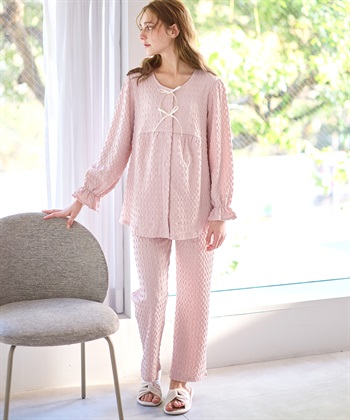 Rosemadame ふくれシャーリングリボンパジャマ(産前・産後対応 マタニティ＆授乳服 ルームウェア 上下セット)_subthumb_3