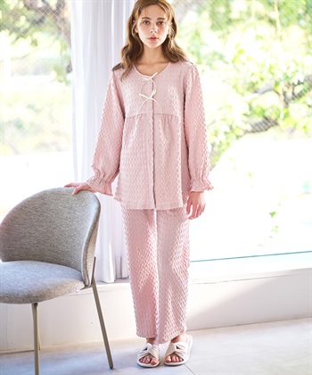 Rosemadame ふくれシャーリングリボンパジャマ(産前・産後対応 マタニティ＆授乳服 ルームウェア 上下セット)_subthumb_4