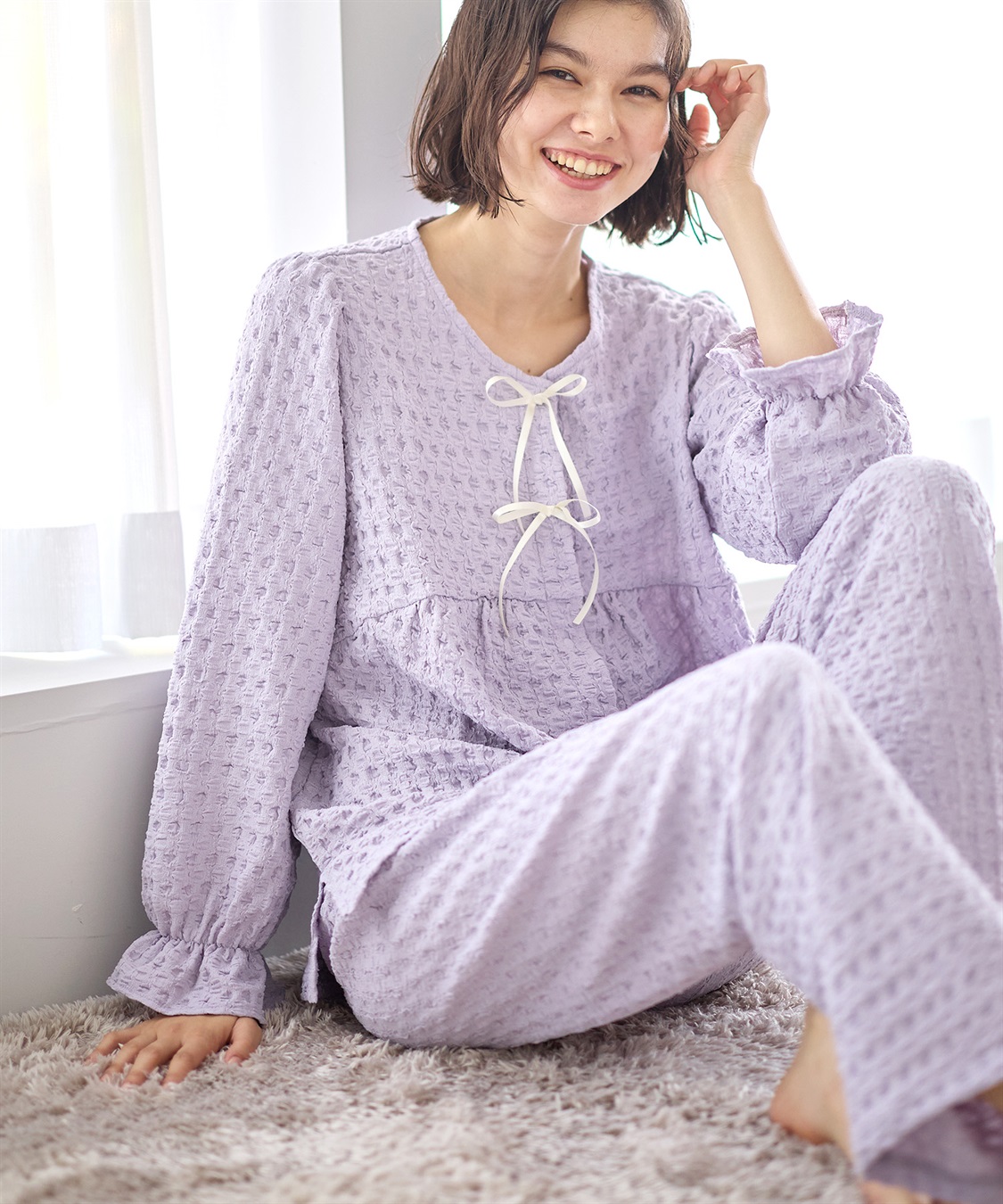 Rosemadame ふくれシャーリングリボンパジャマ(産前・産後対応 マタニティ＆授乳服 ルームウェア 上下セット)_sub_8