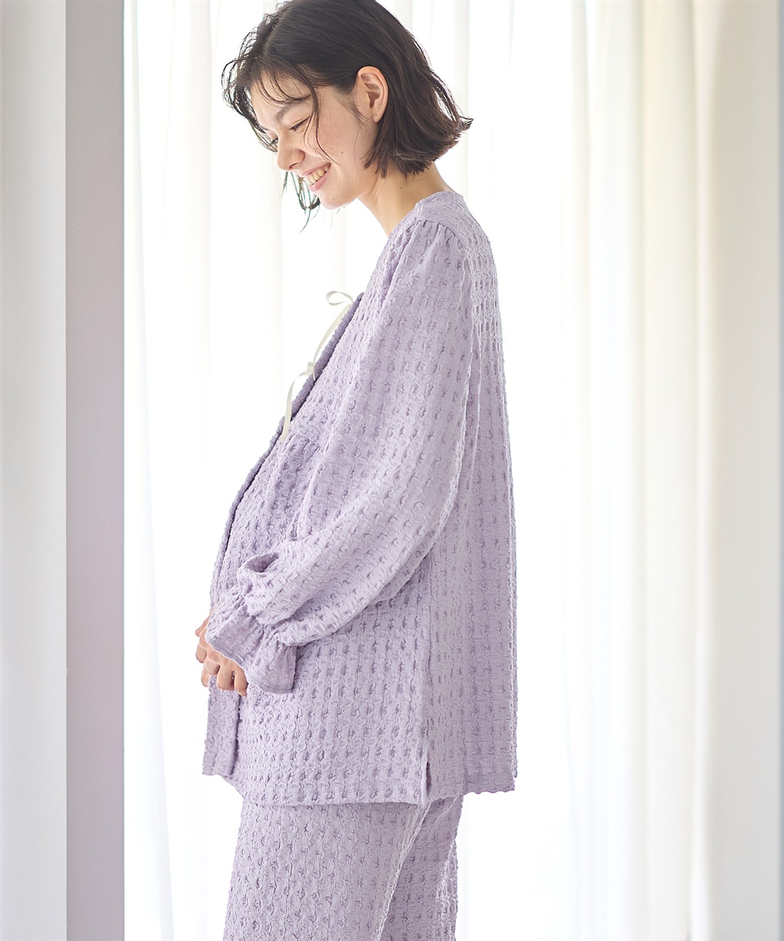 Rosemadame ふくれシャーリングリボンパジャマ(産前・産後対応 マタニティ＆授乳服 ルームウェア 上下セット)_sub_9