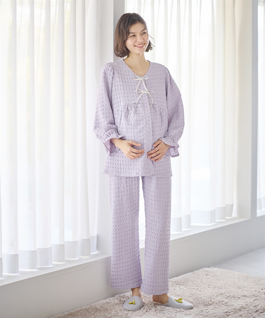 Rosemadame ふくれシャーリングリボンパジャマ(産前・産後対応 マタニティ＆授乳服 ルームウェア 上下セット)_sub_10