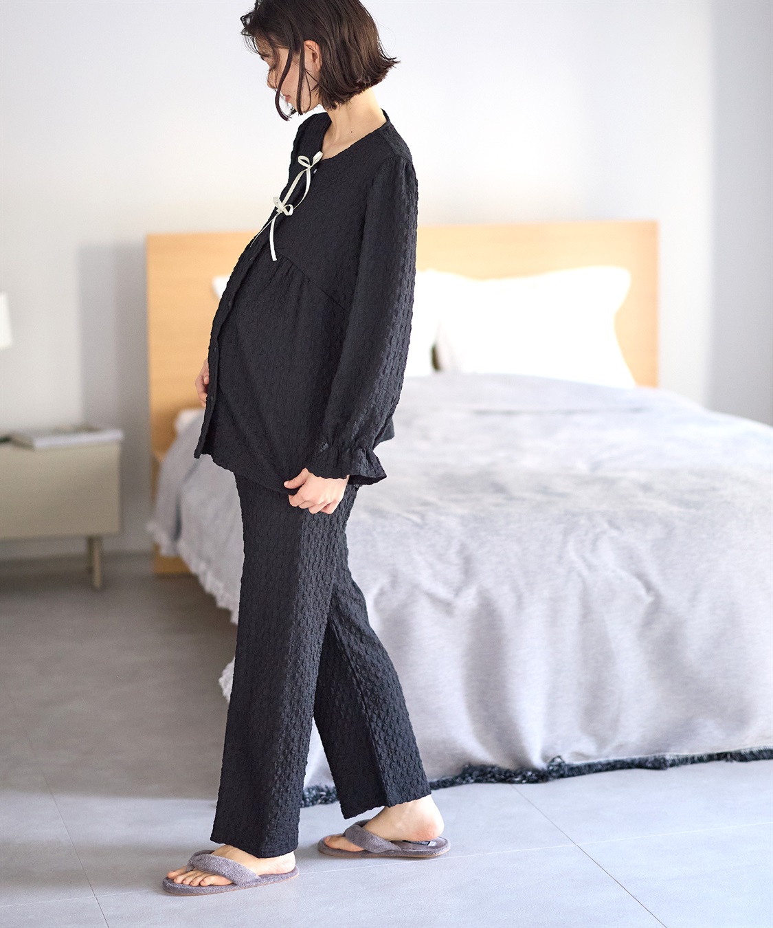 Rosemadame ふくれシャーリングリボンパジャマ(産前・産後対応 マタニティ＆授乳服 ルームウェア 上下セット)_sub_14