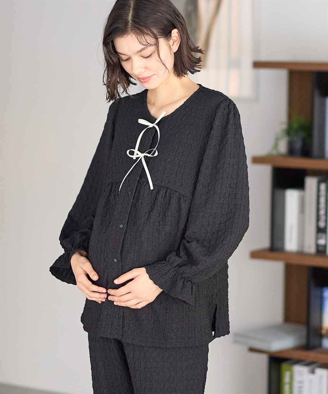 Rosemadame ふくれシャーリングリボンパジャマ(産前・産後対応 マタニティ＆授乳服 ルームウェア 上下セット)_sub_15