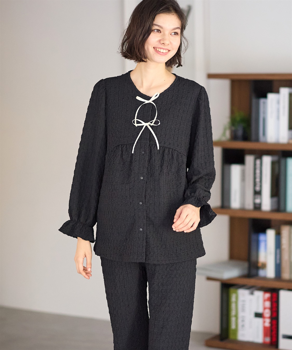 Rosemadame ふくれシャーリングリボンパジャマ(産前・産後対応 マタニティ＆授乳服 ルームウェア 上下セット)_sub_16