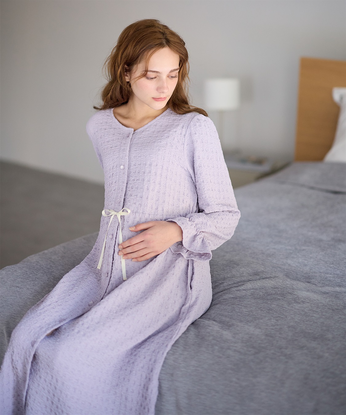 Rosemadame ふくれシャーリングリボンネグリジェ/ ワンピースパジャマ(産前・産後対応 マタニティ＆授乳服 ルームウェア)_sub_6