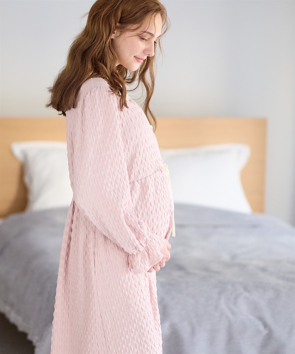 Rosemadame ふくれシャーリングリボンネグリジェ/ ワンピースパジャマ(産前・産後対応 マタニティ＆授乳服 ルームウェア)_sub_9