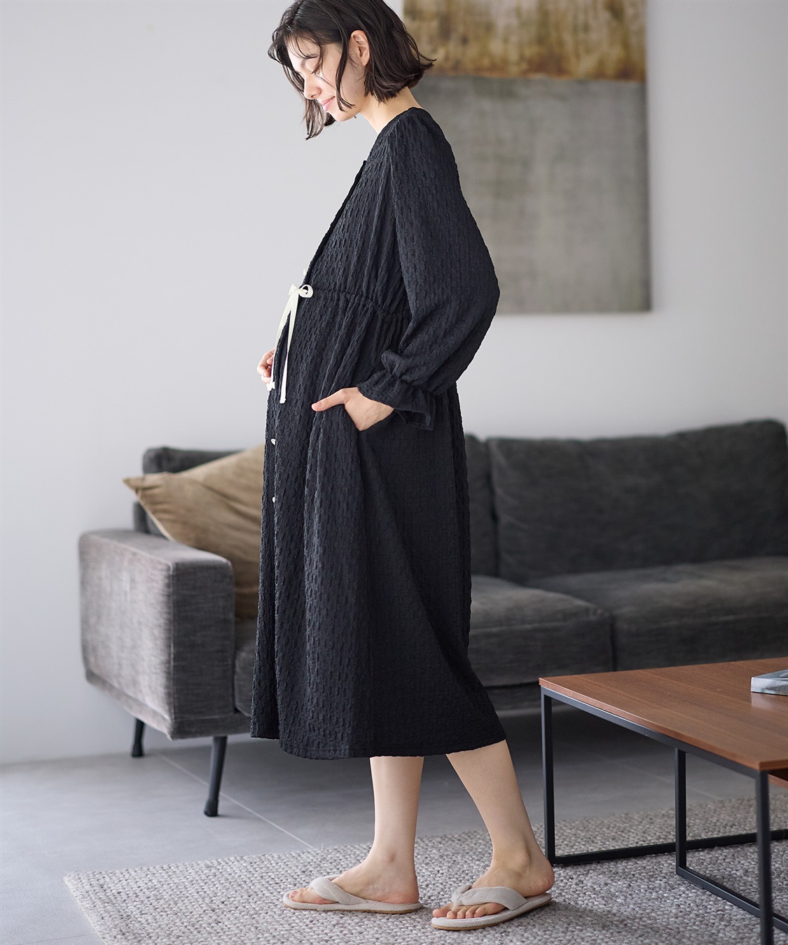 Rosemadame ふくれシャーリングリボンネグリジェ/ ワンピースパジャマ(産前・産後対応 マタニティ＆授乳服 ルームウェア)_sub_14