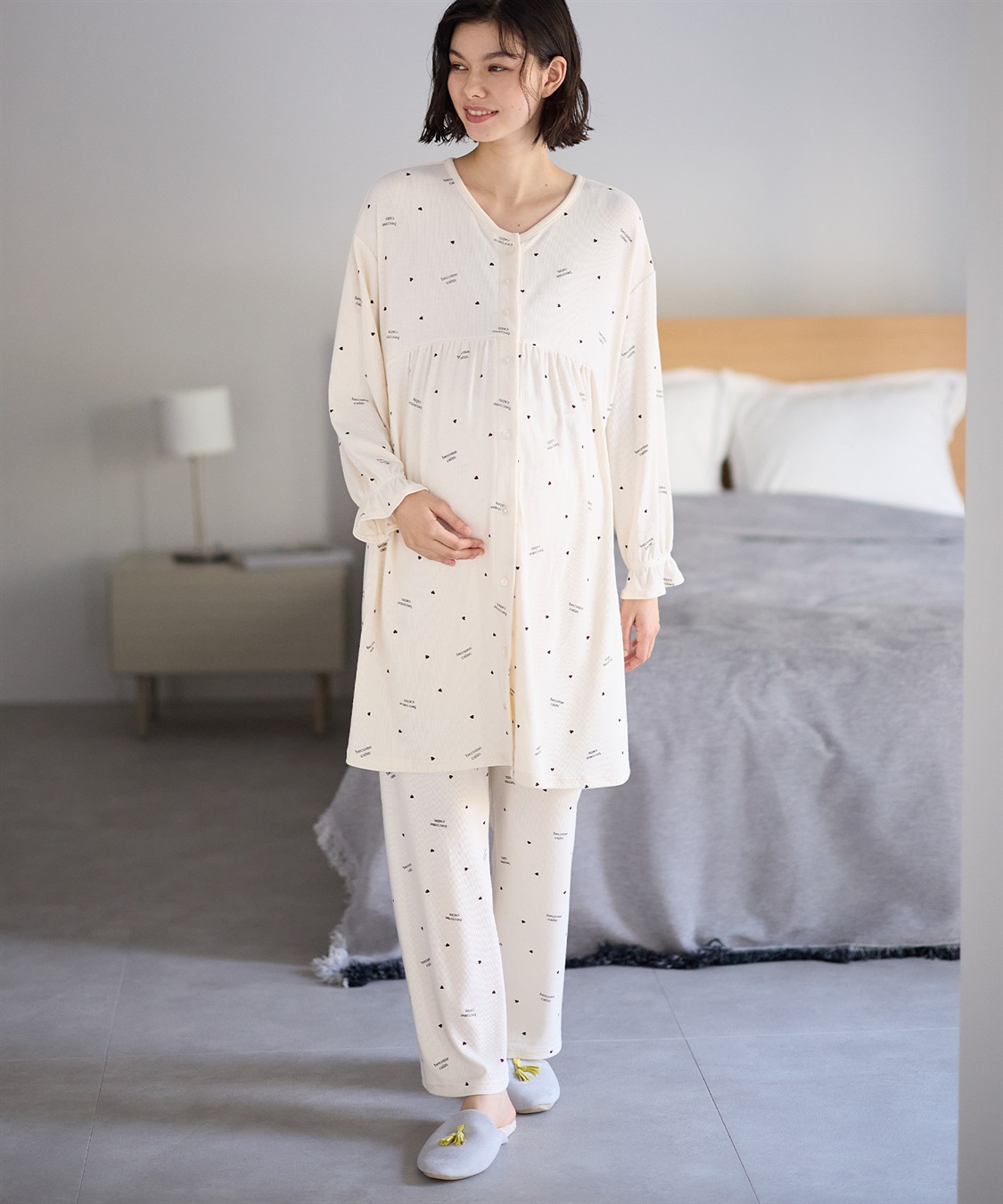 Rosemadame ストレッチリブ　ロゴハートパジャマ(産前・産後対応 マタニティ＆授乳服 ルームウェア 上下セット)_sub_3
