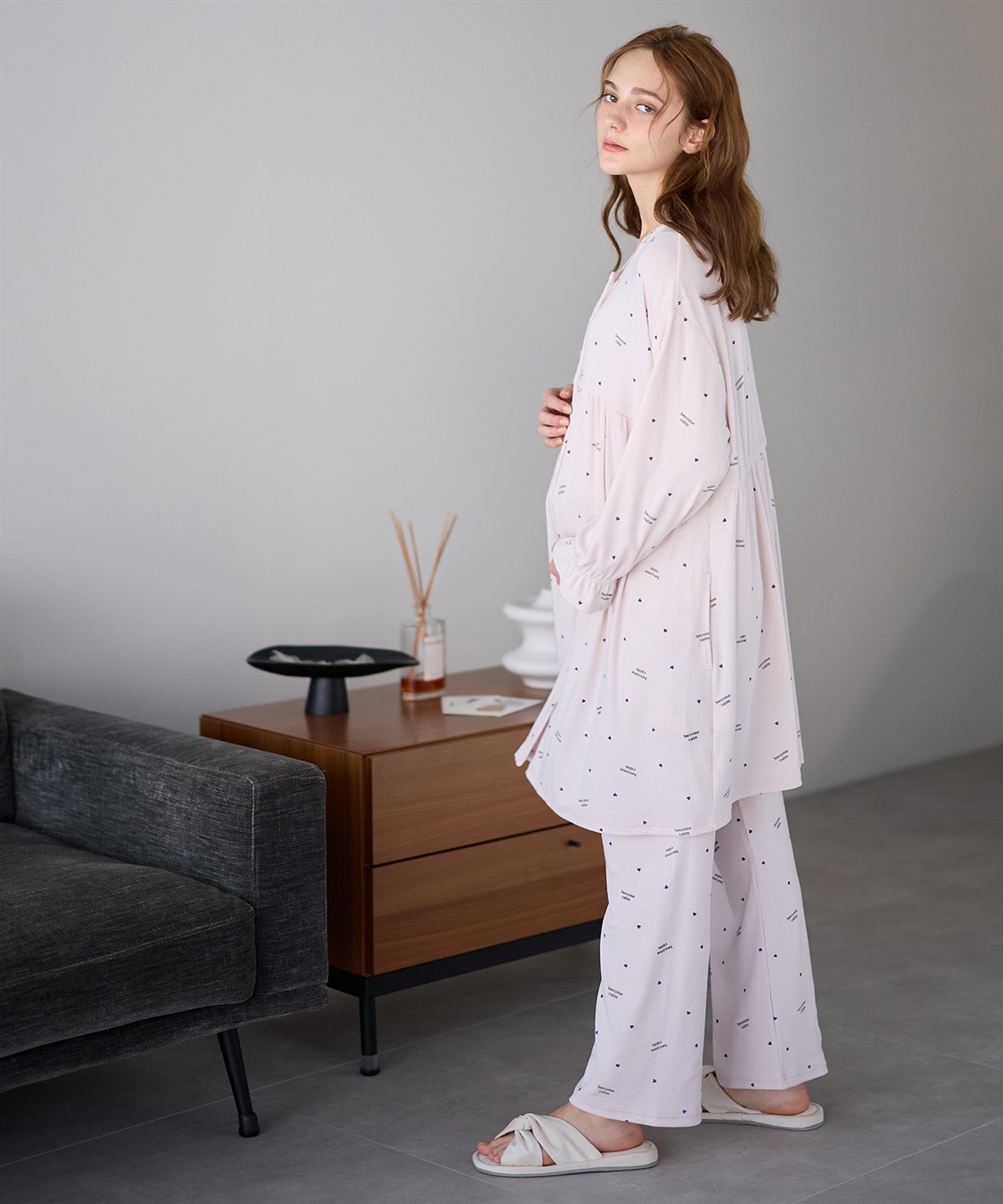 Rosemadame ストレッチリブ　ロゴハートパジャマ(産前・産後対応 マタニティ＆授乳服 ルームウェア 上下セット)_sub_7