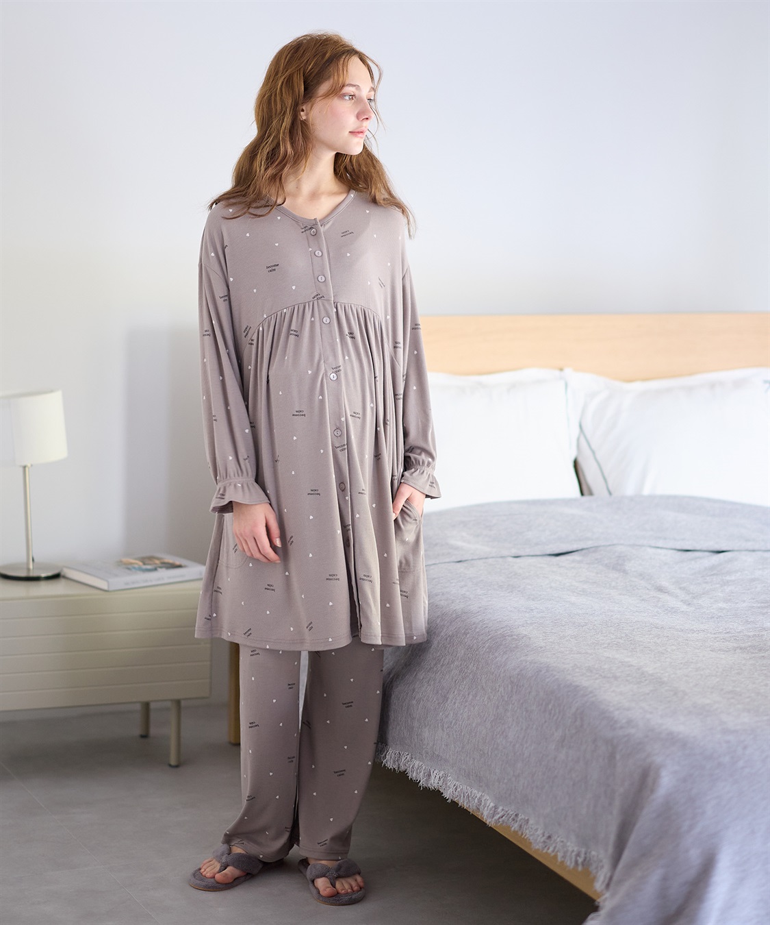 Rosemadame ストレッチリブ　ロゴハートパジャマ(産前・産後対応 マタニティ＆授乳服 ルームウェア 上下セット)_sub_12