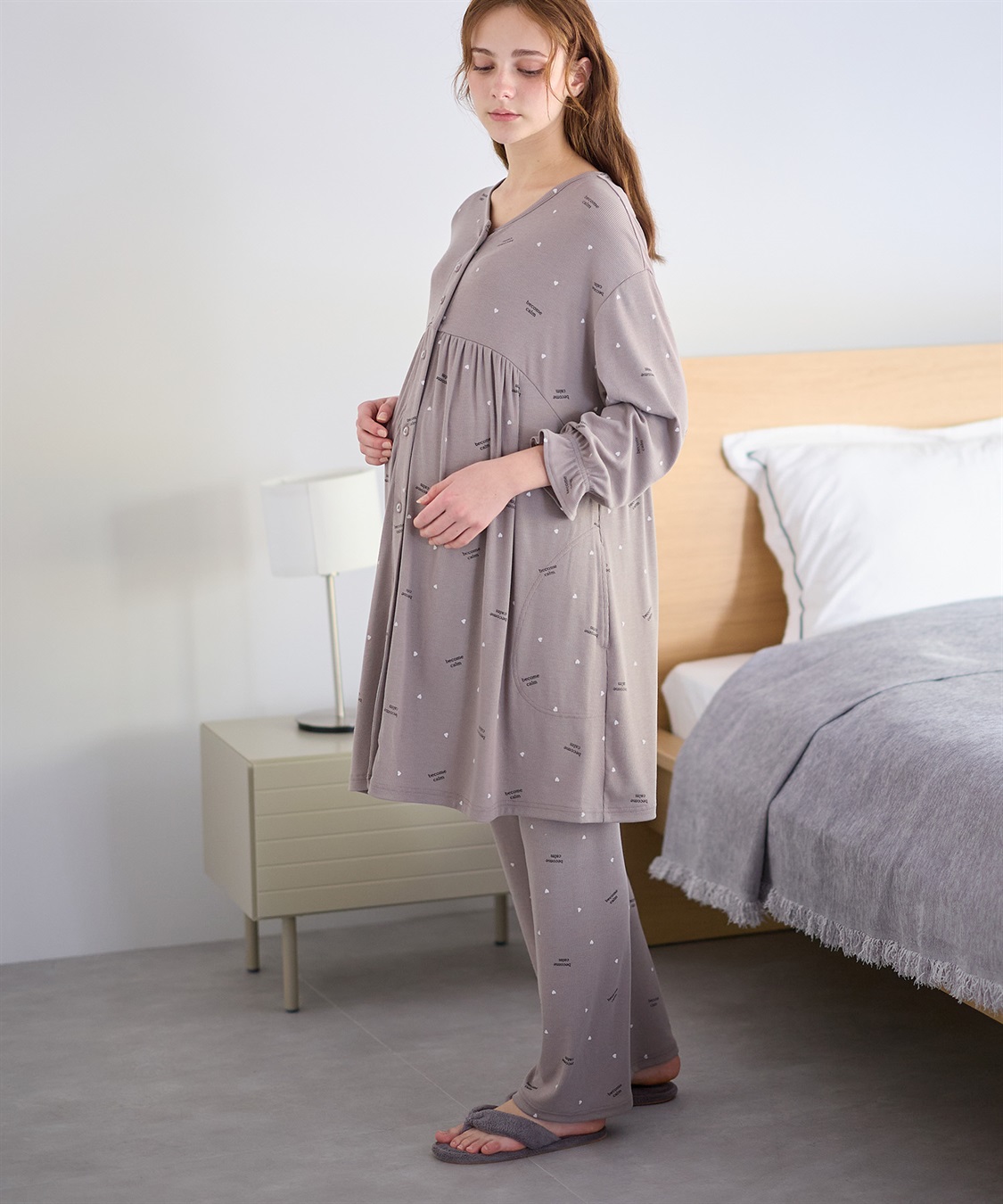 Rosemadame ストレッチリブ　ロゴハートパジャマ(産前・産後対応 マタニティ＆授乳服 ルームウェア 上下セット)_sub_13