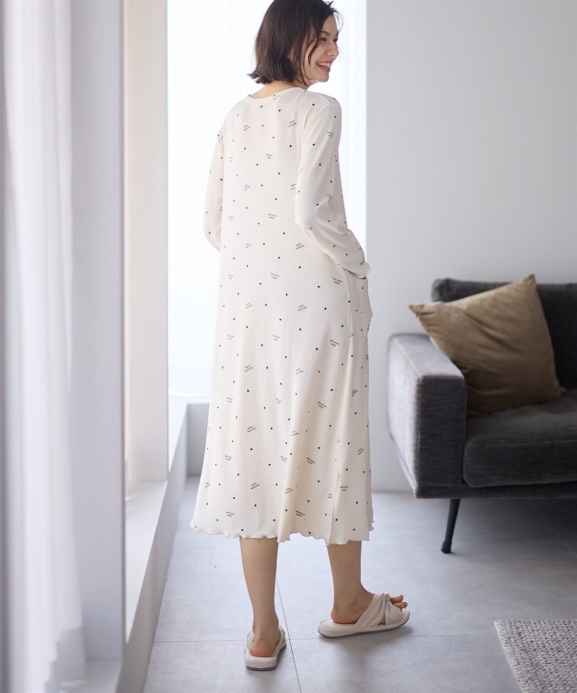 Rosemadame ストレッチリブ　ロゴハートネグリジェ/ ワンピースパジャマ(産前・産後対応 マタニティ＆授乳服 ルームウェア)_sub_6