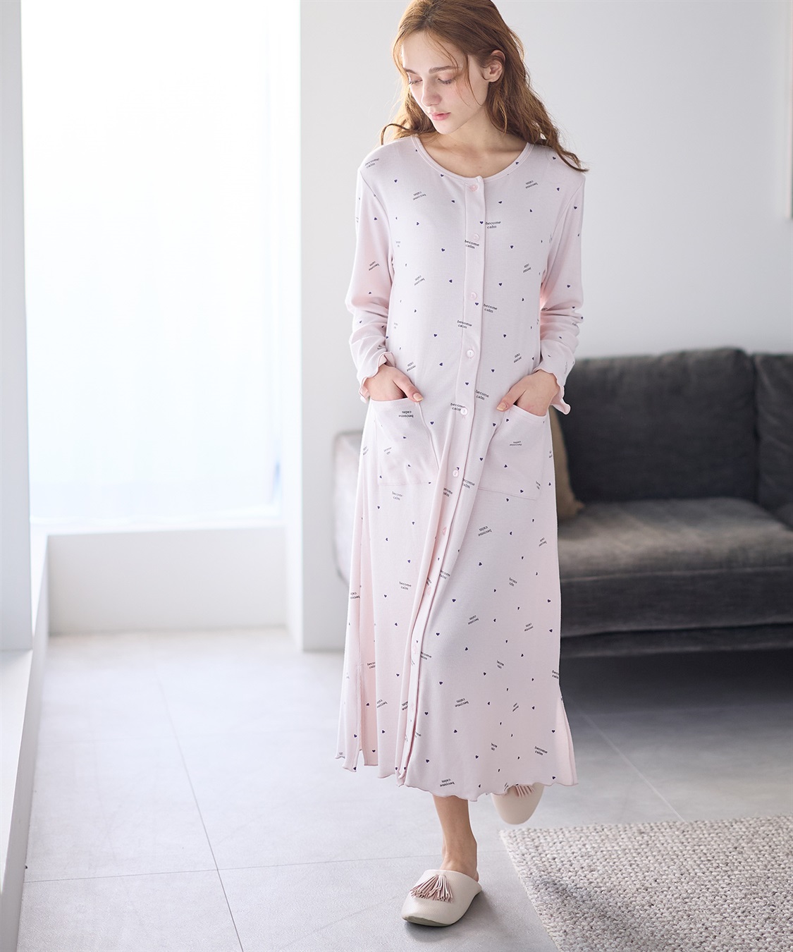 Rosemadame ストレッチリブ　ロゴハートネグリジェ/ ワンピースパジャマ(産前・産後対応 マタニティ＆授乳服 ルームウェア)_sub_8