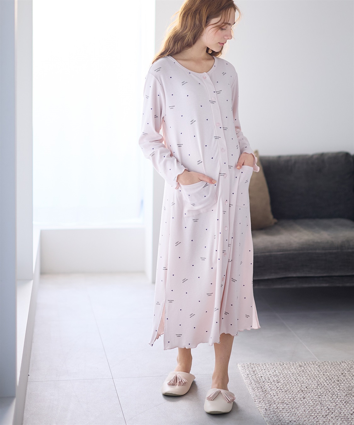 Rosemadame ストレッチリブ　ロゴハートネグリジェ/ ワンピースパジャマ(産前・産後対応 マタニティ＆授乳服 ルームウェア)_sub_10