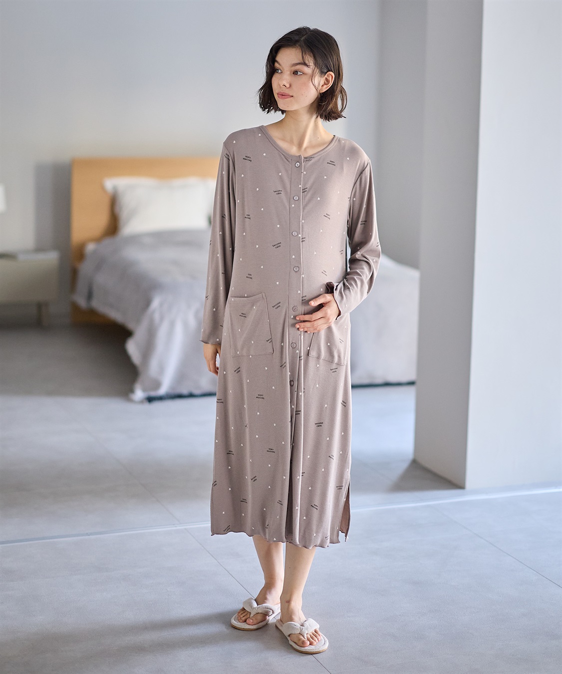 Rosemadame ストレッチリブ　ロゴハートネグリジェ/ ワンピースパジャマ(産前・産後対応 マタニティ＆授乳服 ルームウェア)_sub_12