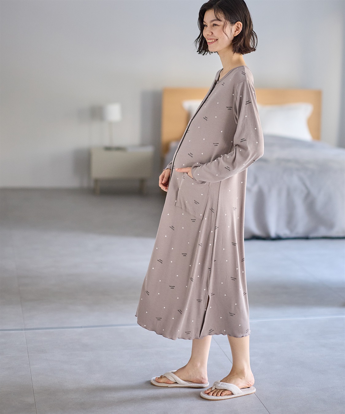 Rosemadame ストレッチリブ　ロゴハートネグリジェ/ ワンピースパジャマ(産前・産後対応 マタニティ＆授乳服 ルームウェア)_sub_13