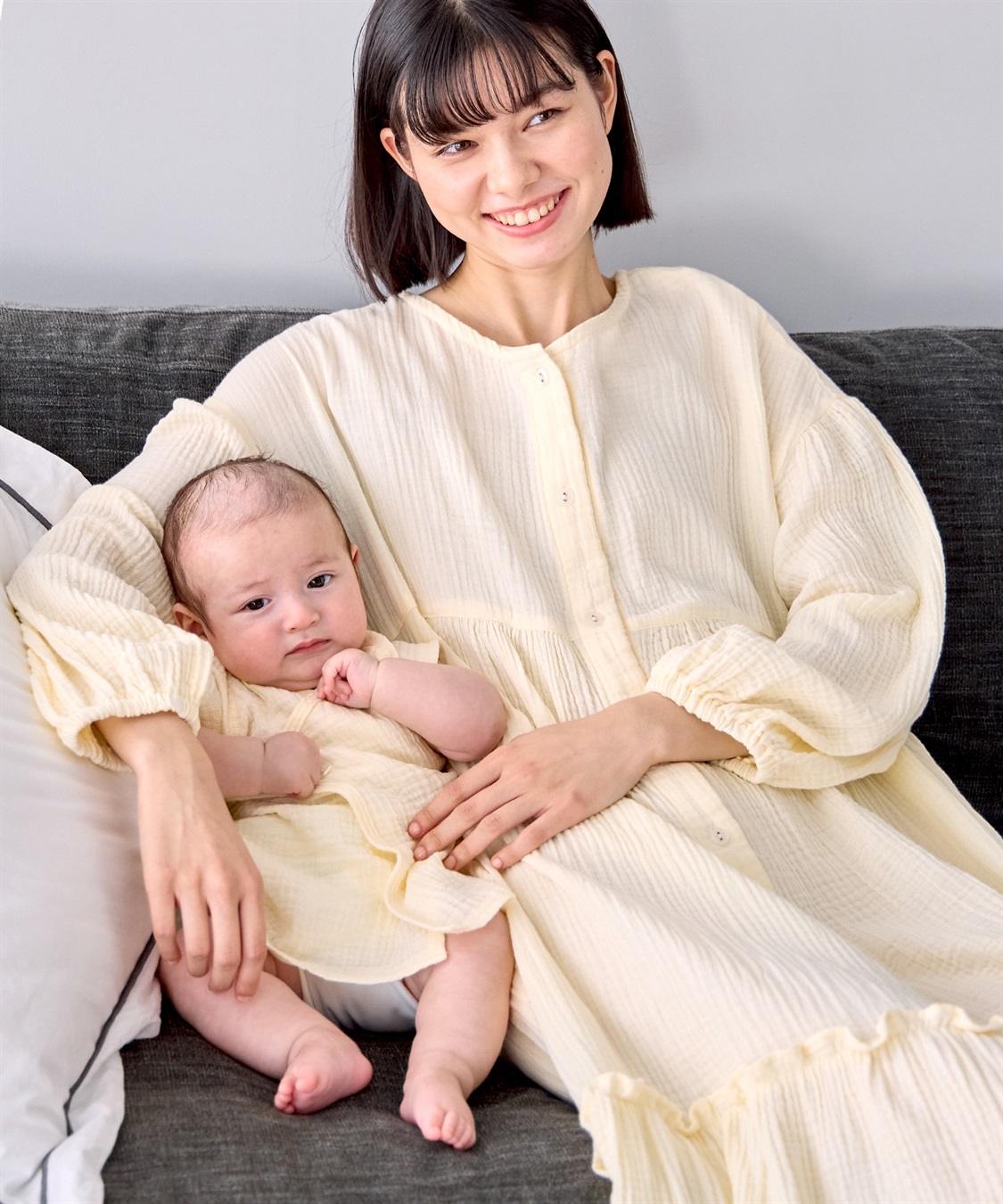 Rosemadame 【親子ペア可】綿100％ ダブルガーゼボリューム袖ネグリジェ/ ワンピースパジャマ(産前・産後対応 マタニティ＆授乳服 ルームウェア)_sub_4