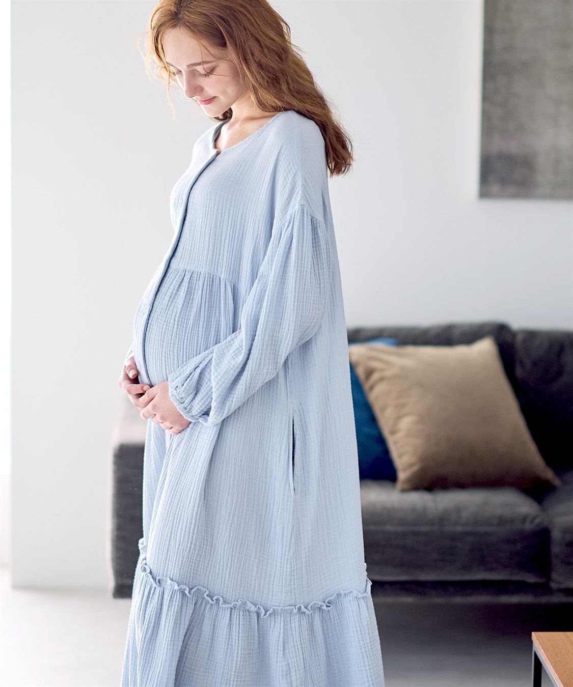 Rosemadame 【親子ペア可】綿100％ ダブルガーゼボリューム袖ネグリジェ/ ワンピースパジャマ(産前・産後対応 マタニティ＆授乳服 ルームウェア)_sub_9