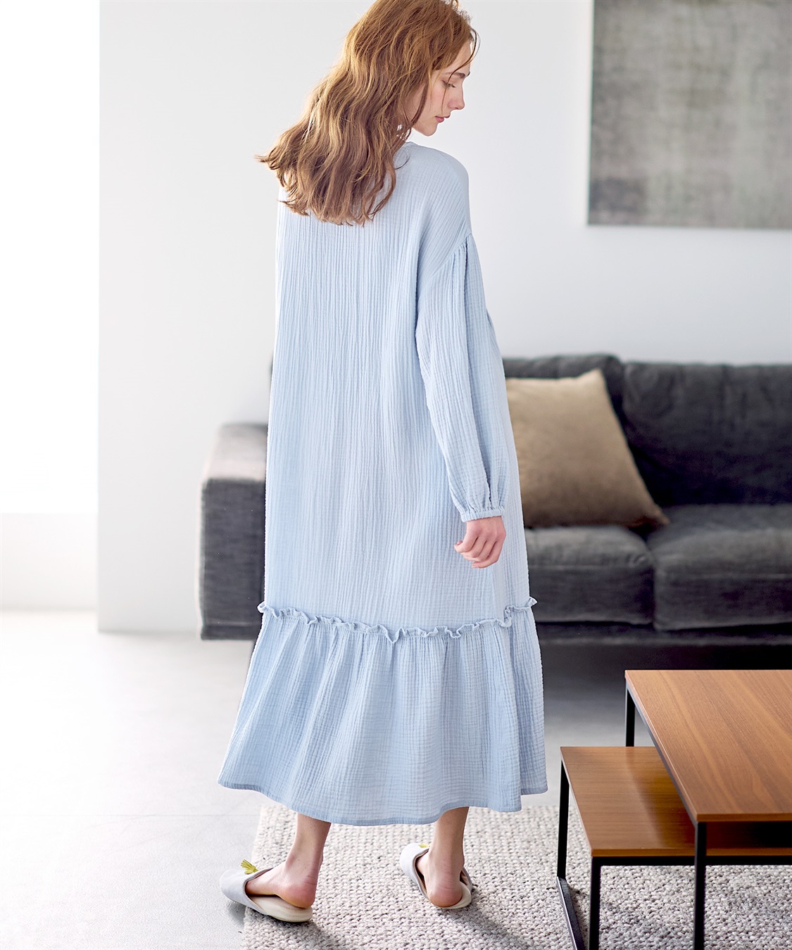 Rosemadame 【親子ペア可】綿100％ ダブルガーゼボリューム袖ネグリジェ/ ワンピースパジャマ(産前・産後対応 マタニティ＆授乳服 ルームウェア)_sub_11