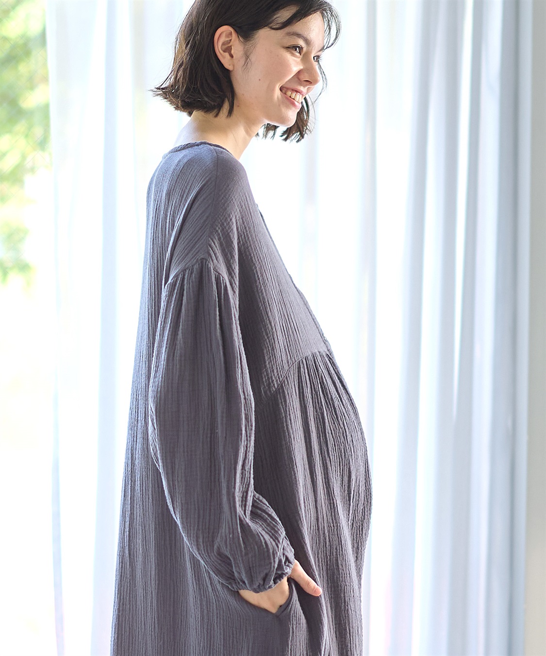 Rosemadame 【親子ペア可】綿100％ ダブルガーゼボリューム袖ネグリジェ/ ワンピースパジャマ(産前・産後対応 マタニティ＆授乳服 ルームウェア)_sub_13