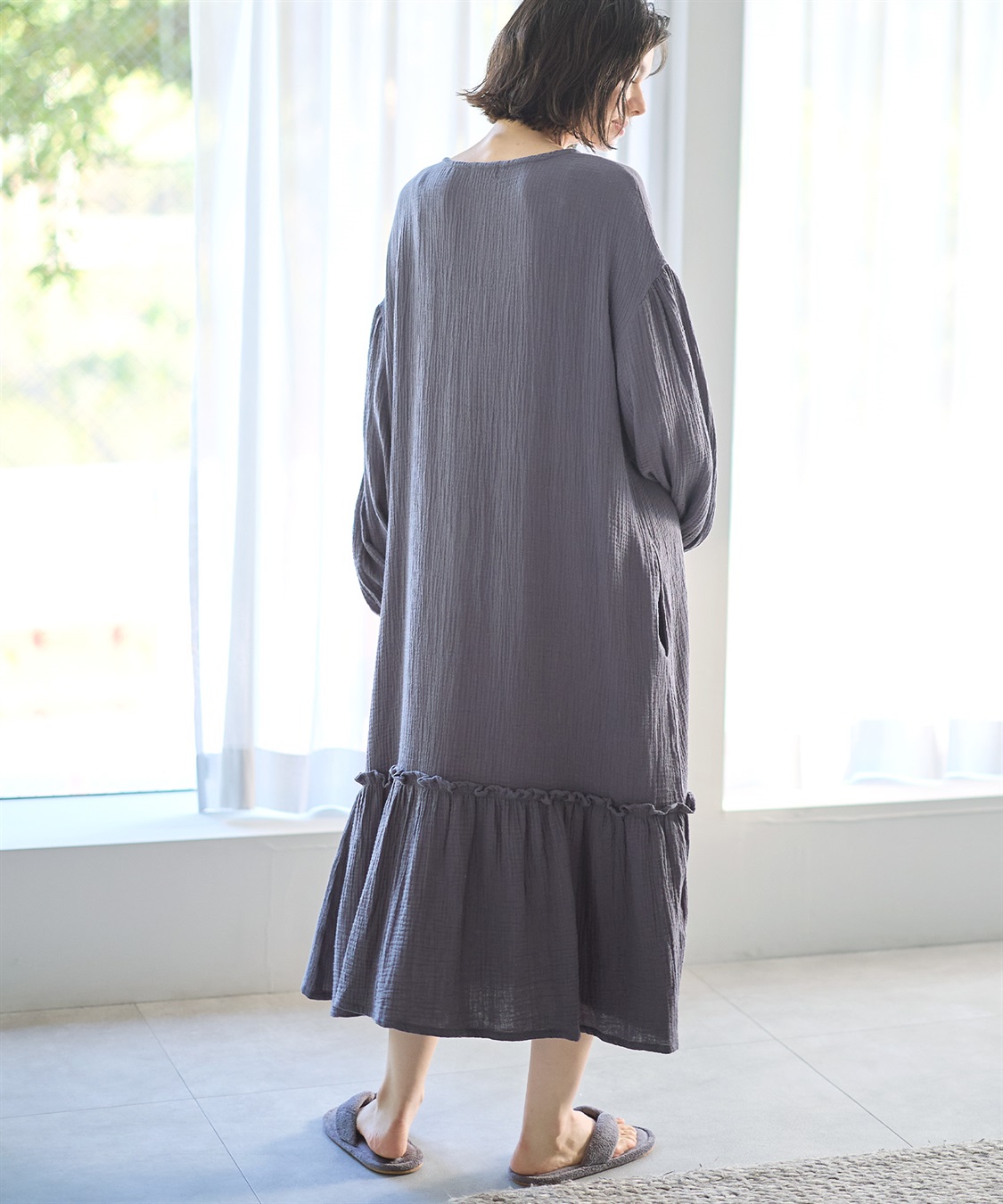 Rosemadame 【親子ペア可】綿100％ ダブルガーゼボリューム袖ネグリジェ/ ワンピースパジャマ(産前・産後対応 マタニティ＆授乳服 ルームウェア)_sub_14