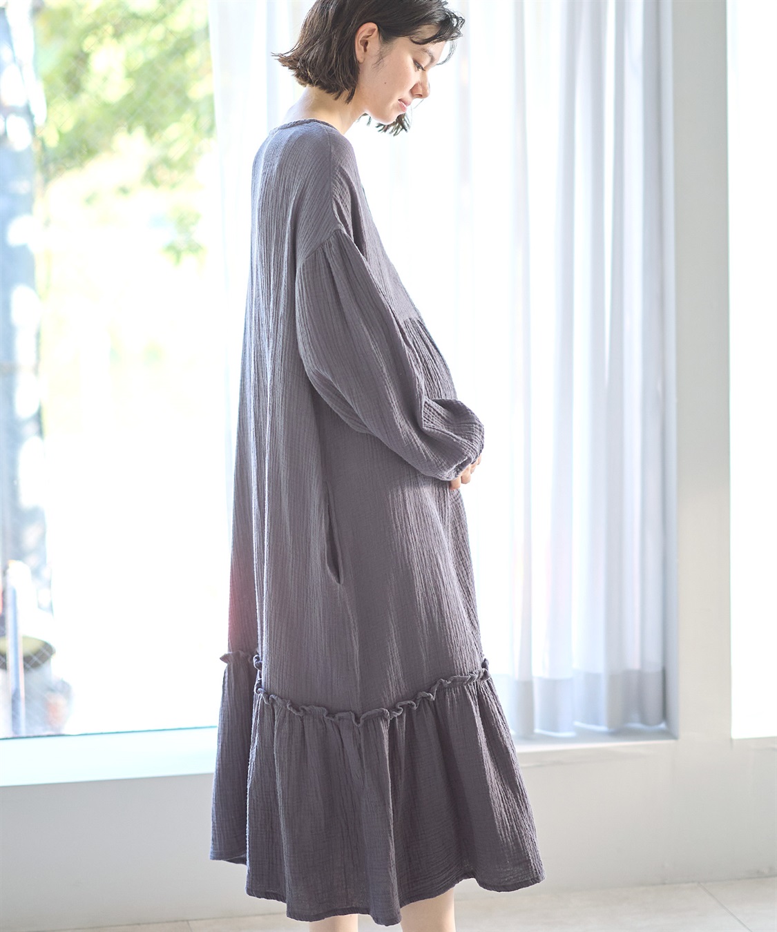 Rosemadame 【親子ペア可】綿100％ ダブルガーゼボリューム袖ネグリジェ/ ワンピースパジャマ(産前・産後対応 マタニティ＆授乳服 ルームウェア)_sub_15