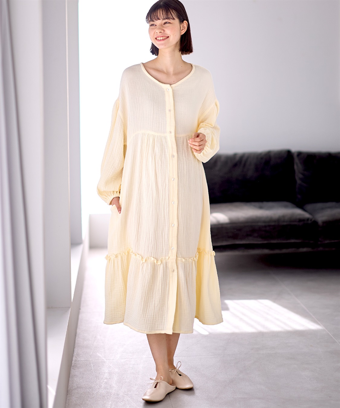 Rosemadame 【親子ペア可】綿100％ ダブルガーゼボリューム袖ネグリジェ/ ワンピースパジャマ(産前・産後対応 マタニティ＆授乳服 ルームウェア)_sub_16