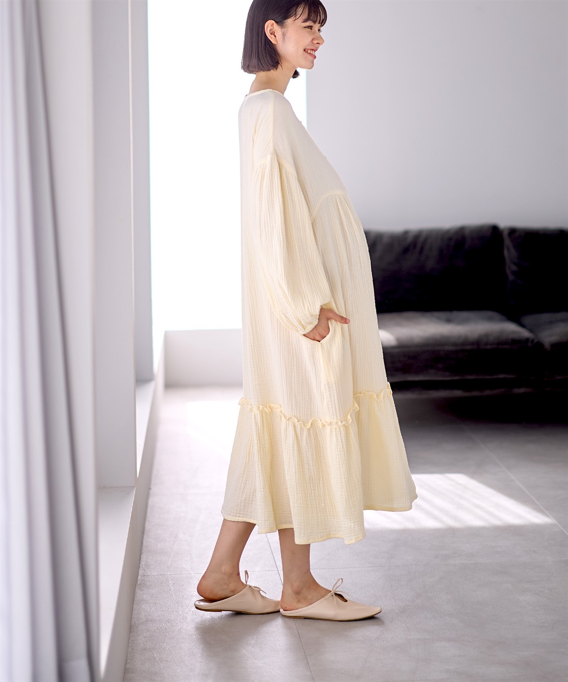 Rosemadame 【親子ペア可】綿100％ ダブルガーゼボリューム袖ネグリジェ/ ワンピースパジャマ(産前・産後対応 マタニティ＆授乳服 ルームウェア)_sub_17