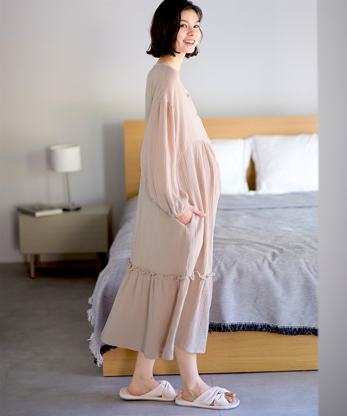 Rosemadame 【親子ペア可】綿100％ ダブルガーゼボリューム袖ネグリジェ/ ワンピースパジャマ(産前・産後対応 マタニティ＆授乳服 ルームウェア)_sub_20