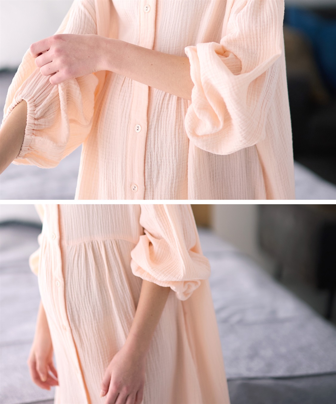 Rosemadame 【親子ペア可】綿100％ ダブルガーゼボリューム袖ネグリジェ/ ワンピースパジャマ(産前・産後対応 マタニティ＆授乳服 ルームウェア)_sub_26