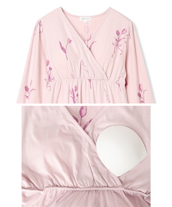 Rosemadame ベア天竺チューリップ柄 カシュクール ワンピースパジャマ(産前・産後対応 マタニティ＆授乳服 ルームウェア)_subthumb_22