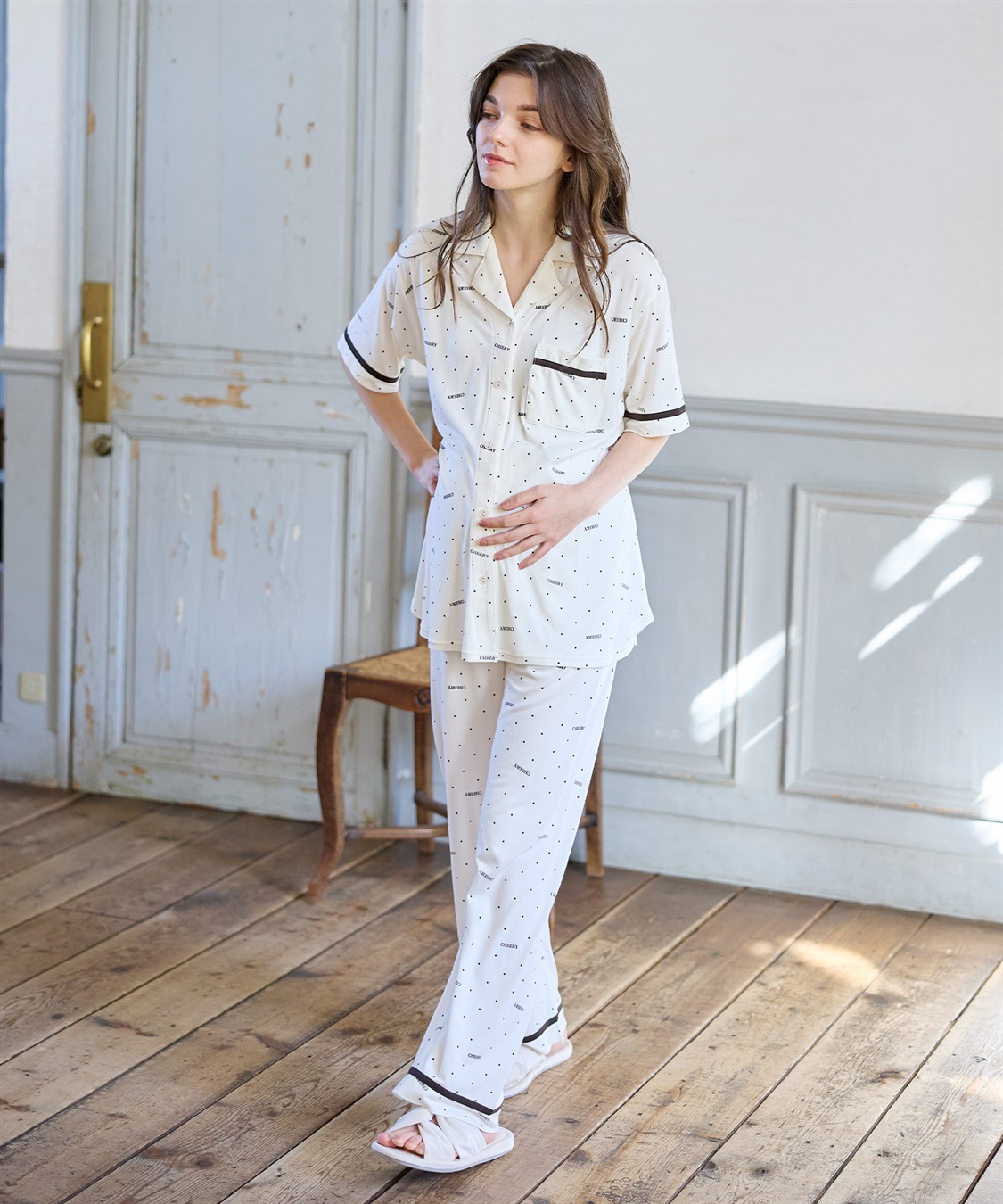 Rosemadame 【接触冷感】ドット柄パジャマ(産前・産後対応 マタニティ＆授乳服 ルームウェア 上下セット)_sub_4