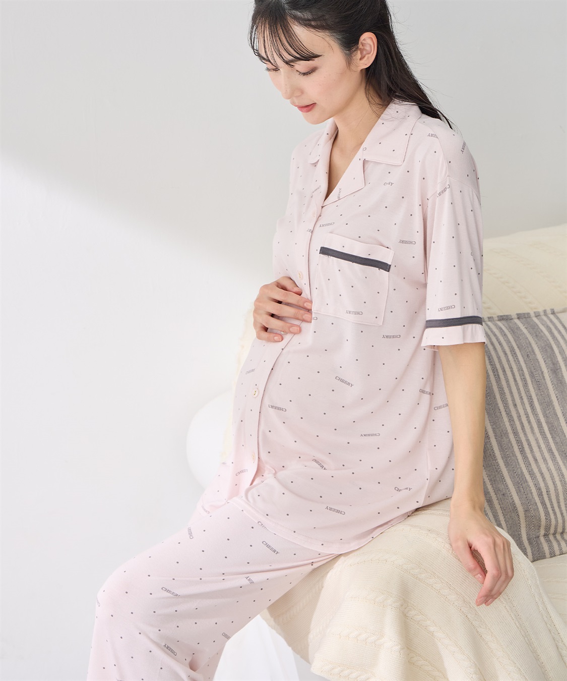 Rosemadame 【接触冷感】ドット柄パジャマ(産前・産後対応 マタニティ＆授乳服 ルームウェア 上下セット)_sub_6