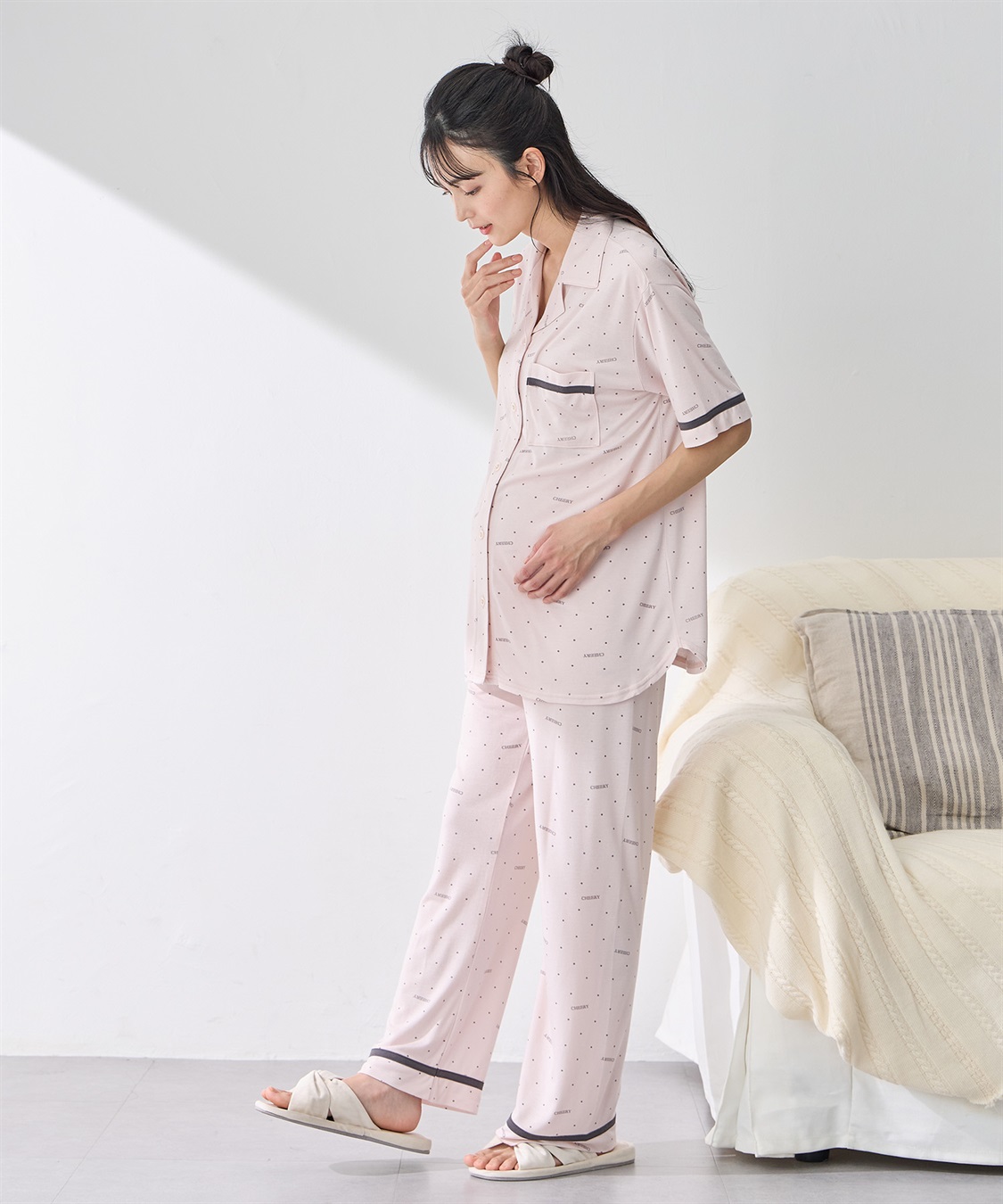 Rosemadame 【接触冷感】ドット柄パジャマ(産前・産後対応 マタニティ＆授乳服 ルームウェア 上下セット)_sub_7