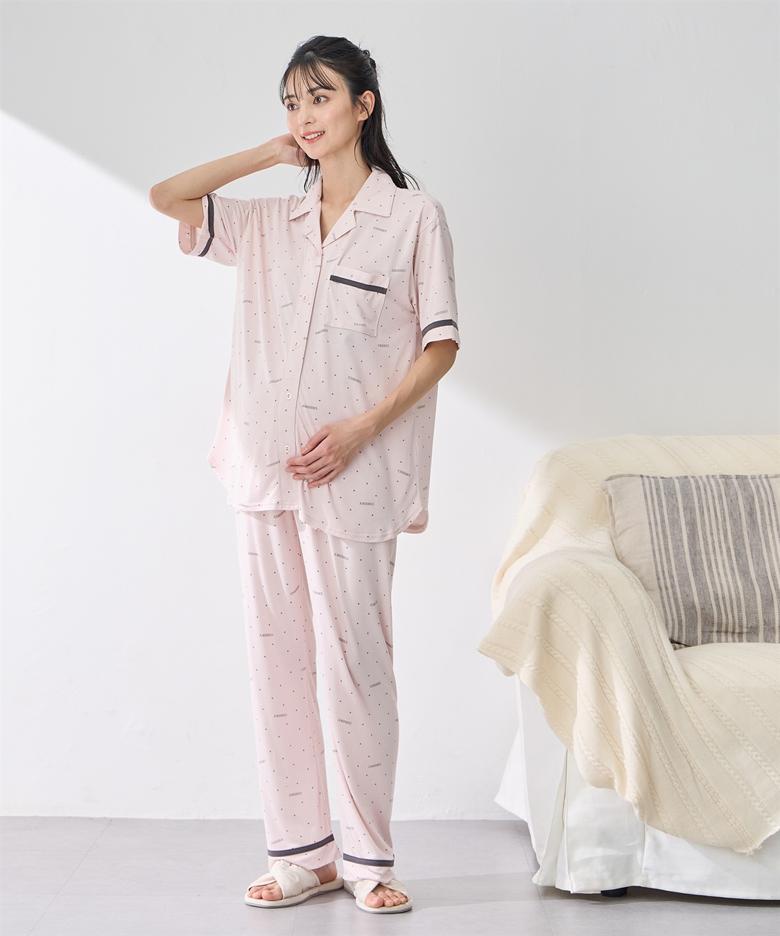 Rosemadame 【接触冷感】ドット柄パジャマ(産前・産後対応 マタニティ＆授乳服 ルームウェア 上下セット)_sub_8