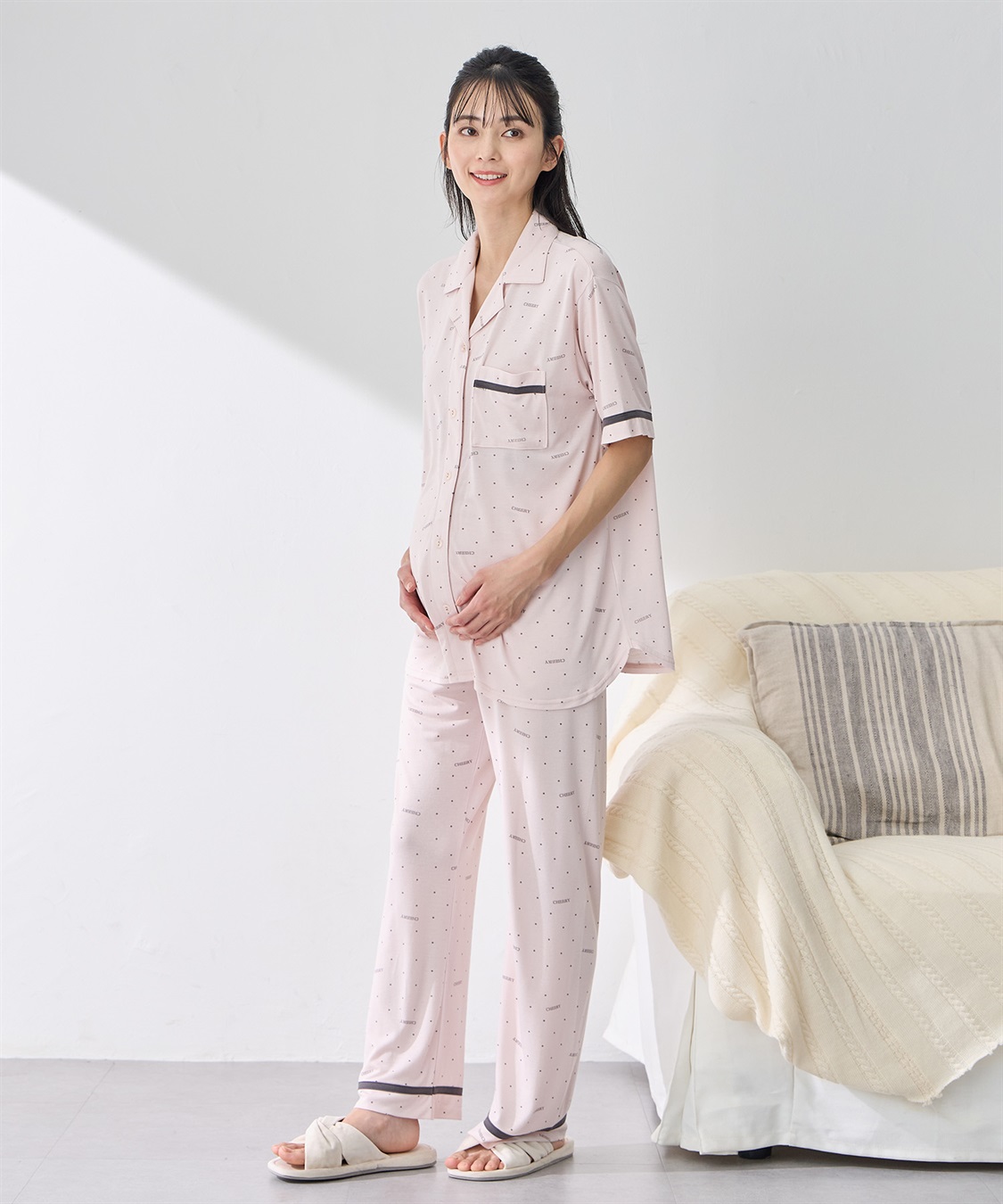 Rosemadame 【接触冷感】ドット柄パジャマ(産前・産後対応 マタニティ＆授乳服 ルームウェア 上下セット)_sub_18